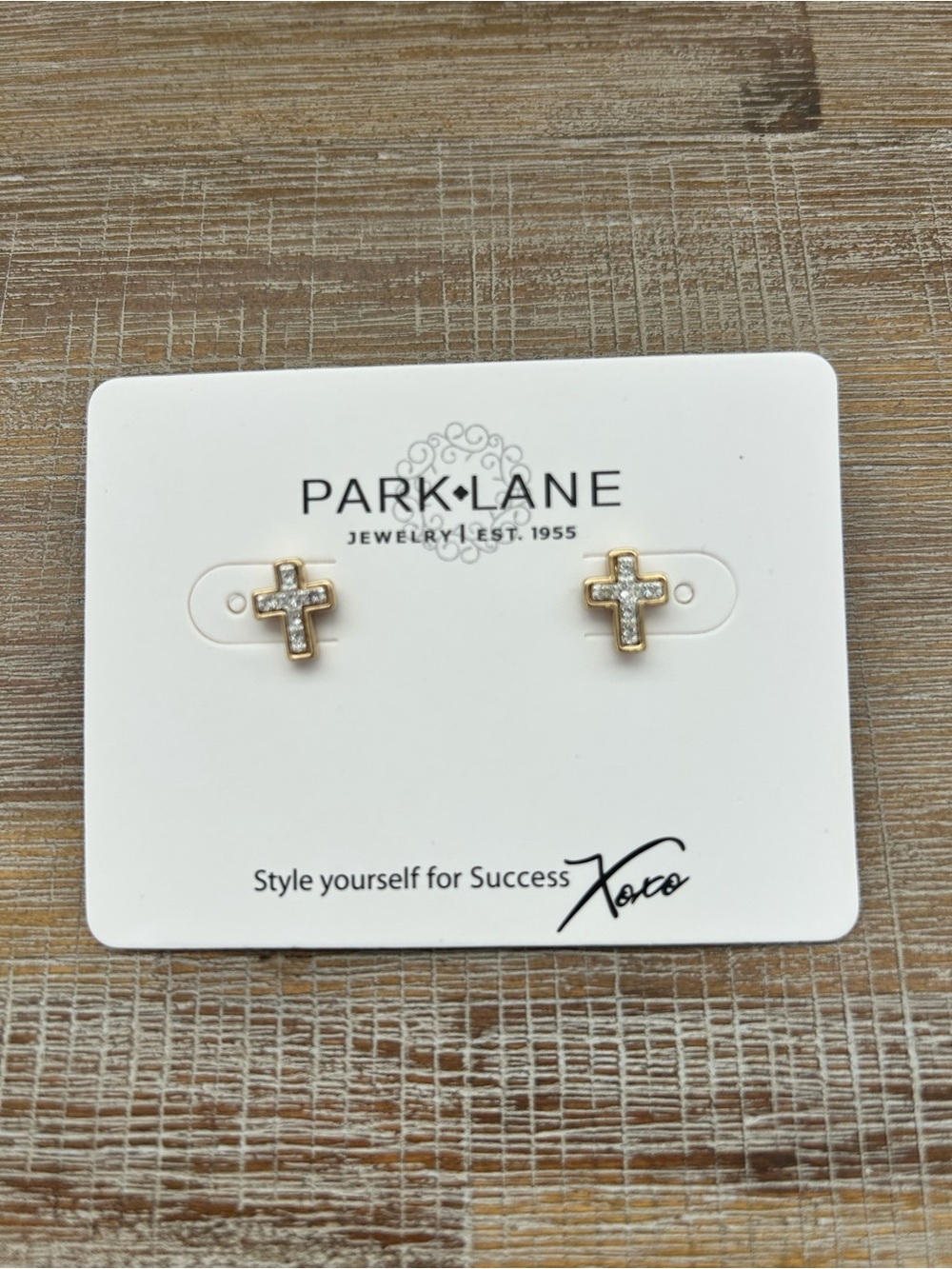Park Lane Truth Earrings Pave Golden Cross Stud Earrings New